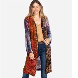 Johnny Was Jade Leonora Duster Tunic Jacket Women’s Size XS Burnout Velvet